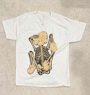 KAWS Skeleton New Fiction Bone T-Shirt White